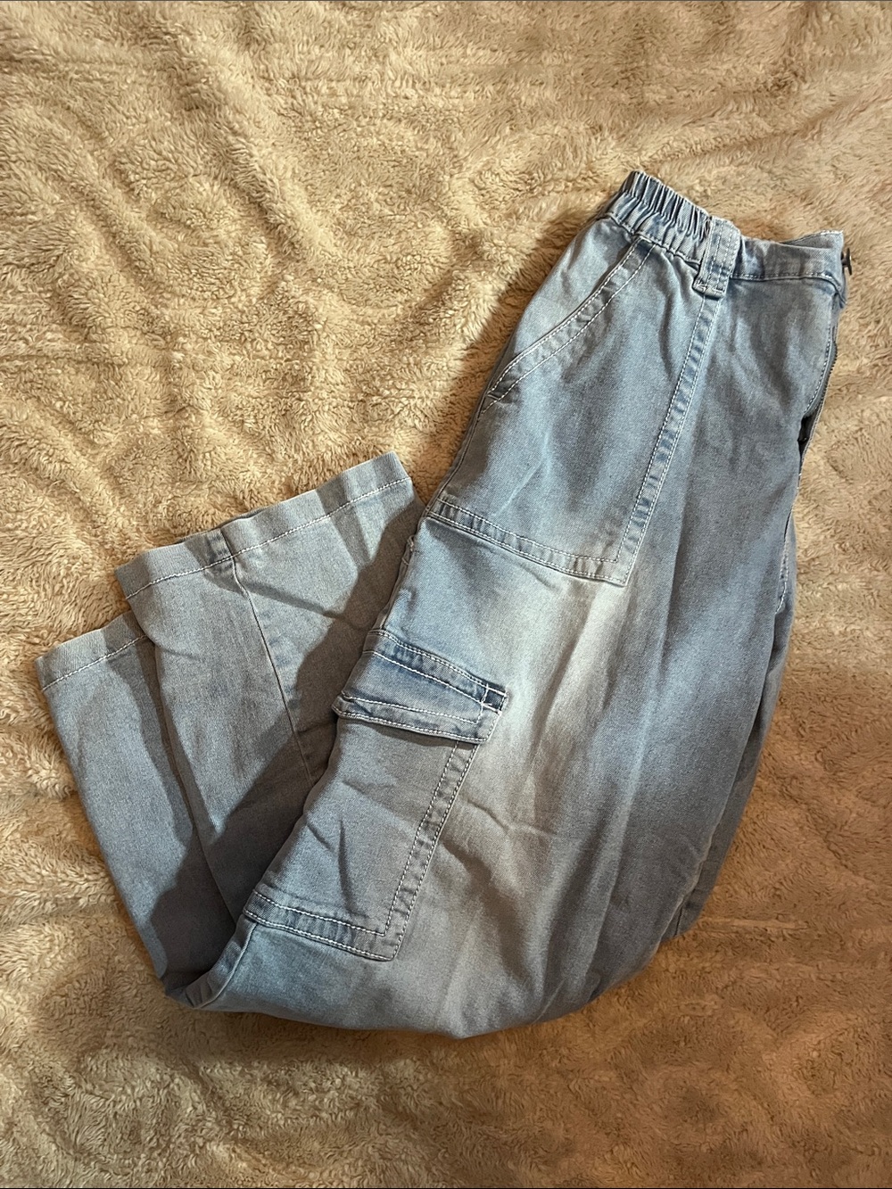 Almost Famous Light Blue Wide Leg Cargo Jeans